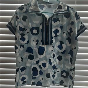 SHEIN Blue and White Patterned Blouse